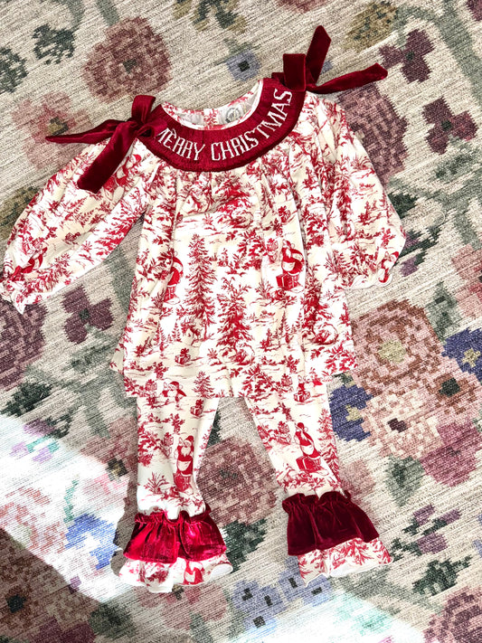 Santa Toile Girl Pant Set