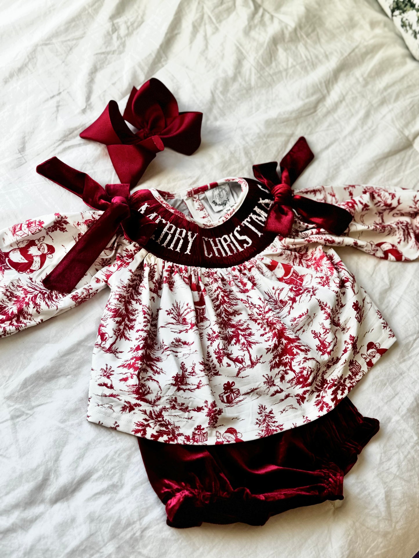 Santa Toile Girl Diaper Set