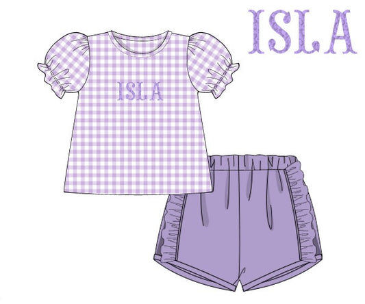 Lavender Casual Collection Girl Short Set